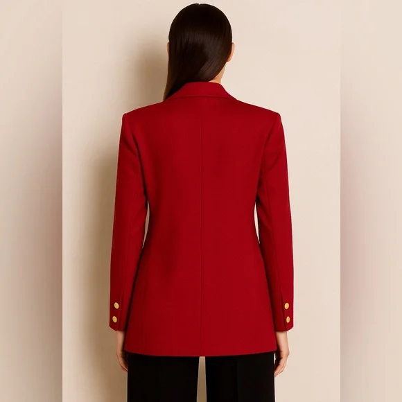 Escada Red Double-Breasted Cashmere Blazer β Luxury Italian Tailoring - Picture 2 of 10